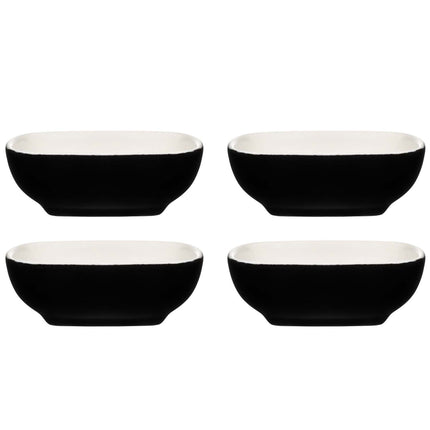 Stoneware Dip Bowls, Black/White, Set of 4, Oven Safe