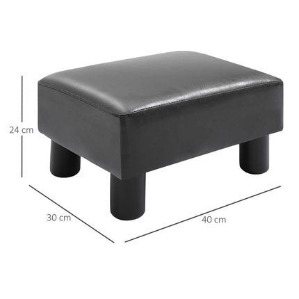 Black Chesterfield stool in artificial leather - 40x30x24cm