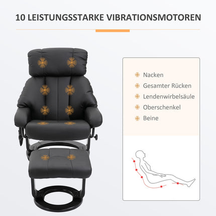 Black massage stool - 76x80x102 cm Adjustable height