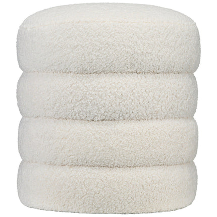 Cream white round ottoman footstool - Ø40 x 45 cm