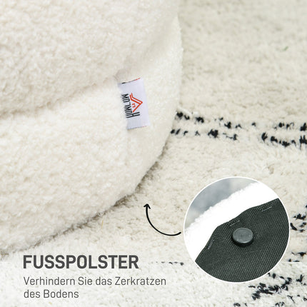 Cream white round ottoman footstool - Ø40 x 45 cm