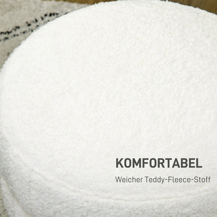 Cream white round ottoman footstool - Ø40 x 45 cm