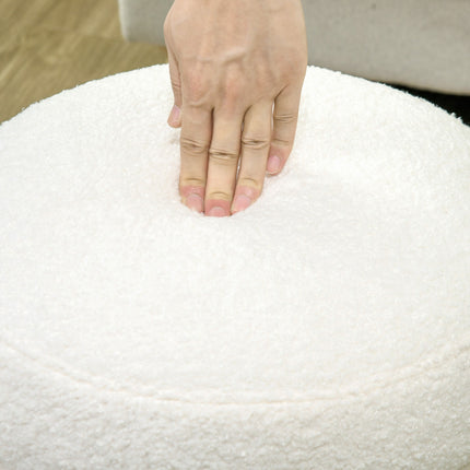 Cream white round ottoman footstool - Ø40 x 45 cm