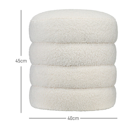 Cream white round ottoman footstool - Ø40 x 45 cm
