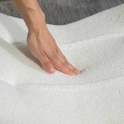 Cream white berber fleece footstool, 120 kg load capacity