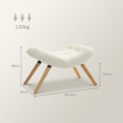 Cream white berber fleece footstool, 120 kg load capacity