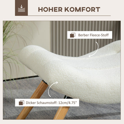 Cream white berber fleece footstool, 120 kg load capacity