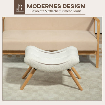 Cream white berber fleece footstool, 120 kg load capacity