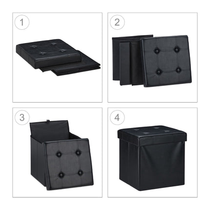 Stool in artificial leather with storage space