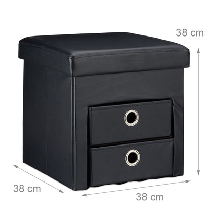 Stool in imitation leather with 2 compartments