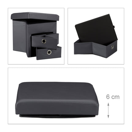 Stool in imitation leather with 2 compartments
