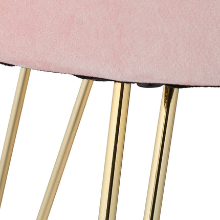 Stool in velvet with pink metal legs