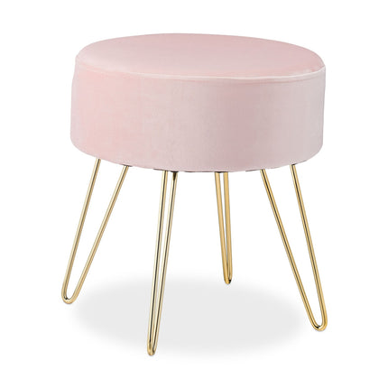 Stool in velvet with pink metal legs