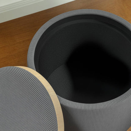 Gray round storage pallet with padded lid, 56 cm
