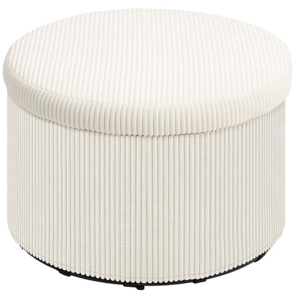 Beige round ottoman stool with storage, 60x60x41 cm