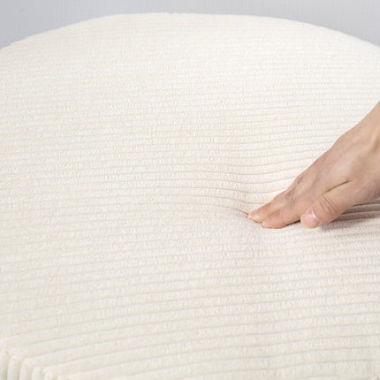 Beige round ottoman stool with storage, 60x60x41 cm