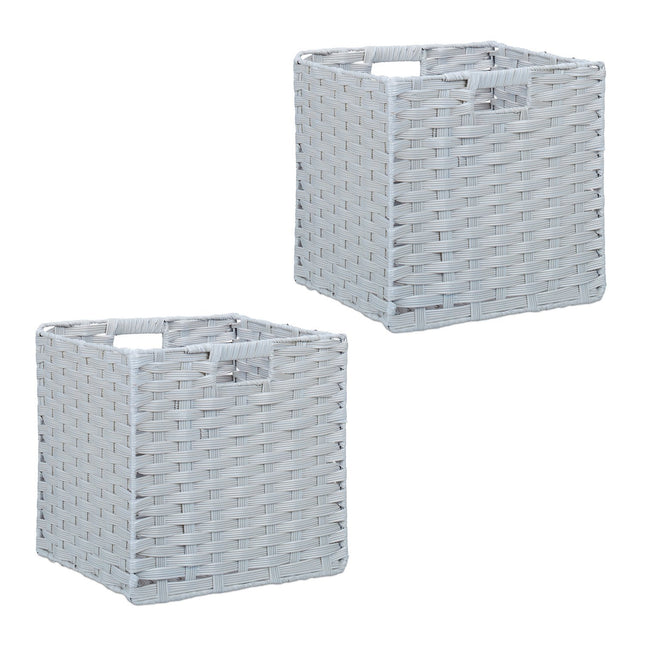 Storage Baskets Set of 2 – Durable Plastic Organisers