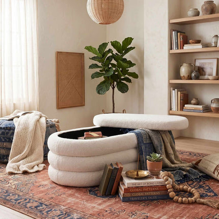 Storage Bench, Teddy Fabric Upholstery – Padded Seat