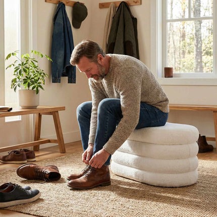 Storage Bench in Teddy Fabric – Upholstered, Padded Seat