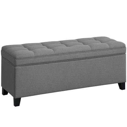 Storage Bench with Cushion, 120x40x48 cm, Dark Grey Linen