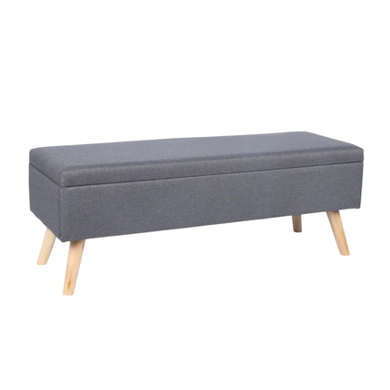 Storage Bench with Linen Upholstery and Wood Legs