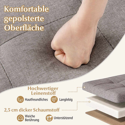 Storage Bench with Tray, Linen, 76 cm, 78L Capacity, Grey