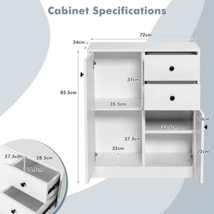 Storage Cabinet, 2-Door 2-Drawer, Adjustable Shelves