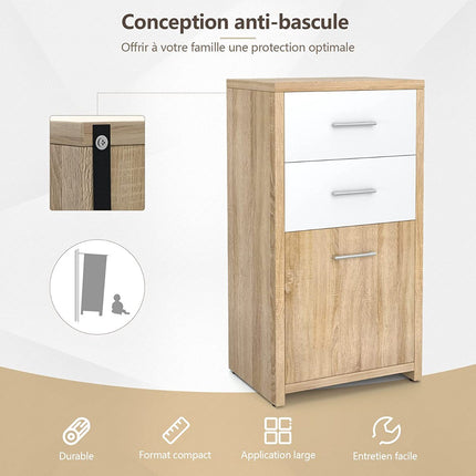 Storage Cabinet, 2 Drawers and Door, 40 x 30 x 77.5 cm
