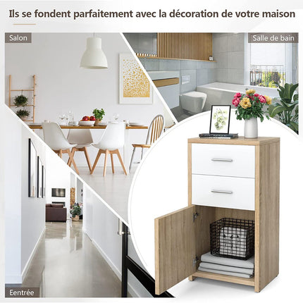 Storage Cabinet, 2 Drawers and Door, 40 x 30 x 77.5 cm