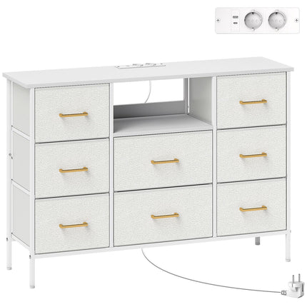 Storage Dresser with 8 Fabric Drawers, Steel Frame, Cream
