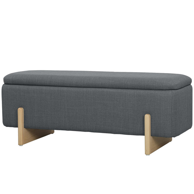 Opbergbank met poef, schuimkussen, donkergrijs, 111x44x44,5 cm