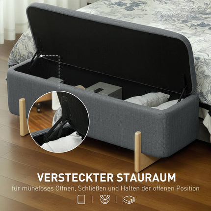 Storage Ottoman Bench, Foam Cushion, Dark Grey, 111x44x44.5 cm