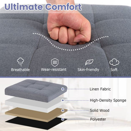 Storage Ottoman With Lid, Linen, Gray, 40x40x40 cm