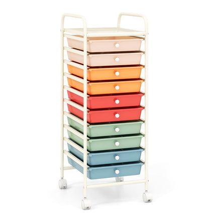 Storage Trolley with 10 Stackable Plastic Drawers