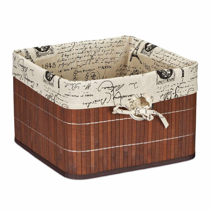 Storage basket in brown bamboo