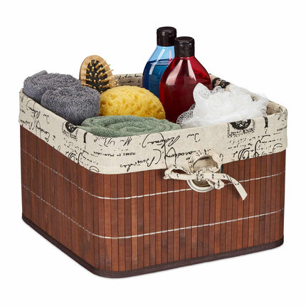 Storage basket in brown bamboo