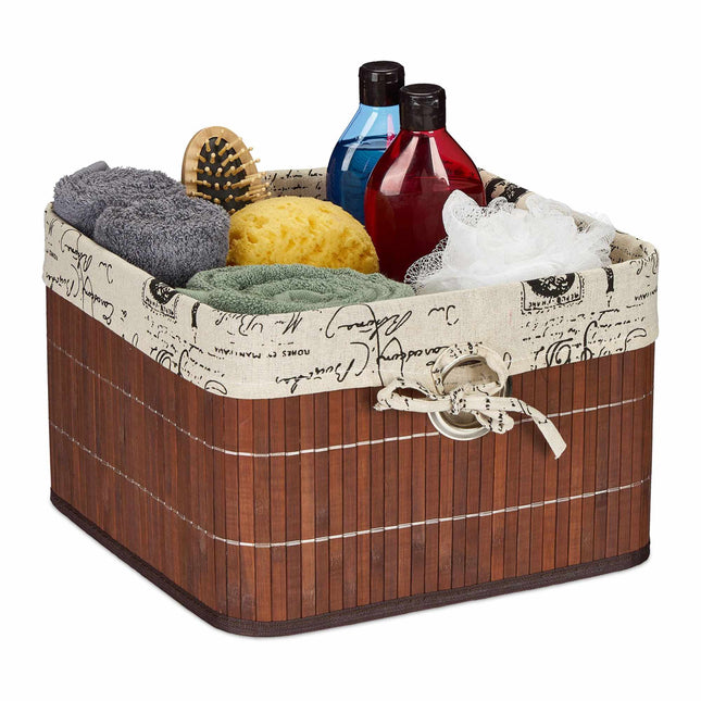 Storage basket in brown bamboo
