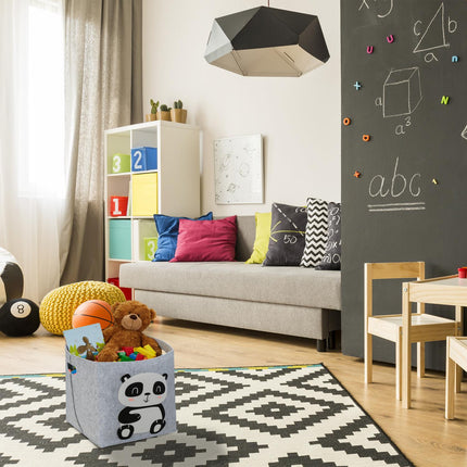 Storage basket in felt with animal motifs