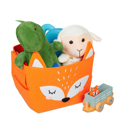 Storage basket in felt with animal motifs