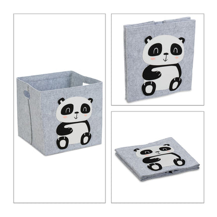 Storage basket in felt with animal motifs
