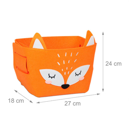 Storage basket in felt with animal motifs