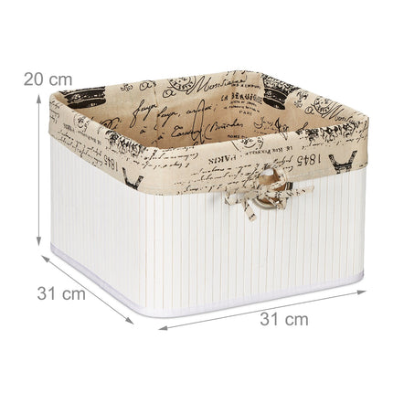 Storage basket in white bamboo