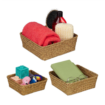 Storage basket, seaweed, set of 3