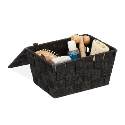 Storage basket with lid