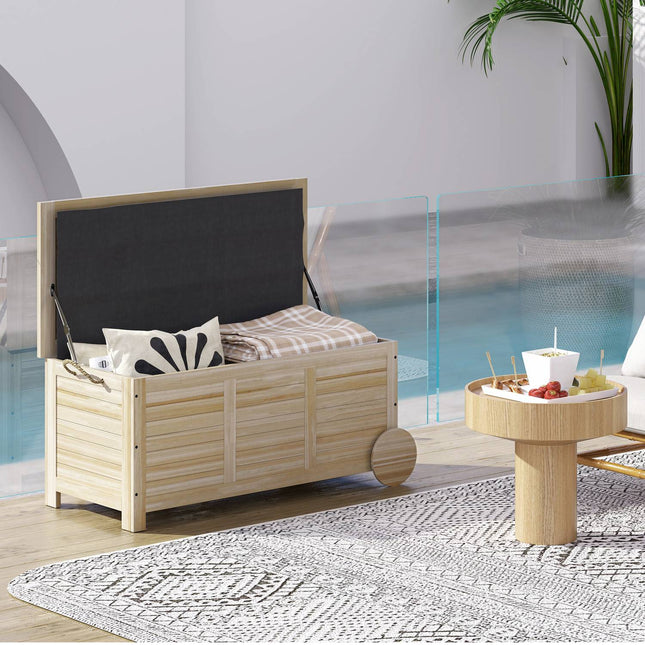 Waterproof outdoor storage box 185L, Wood, UV resistant