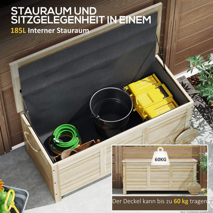 Waterproof outdoor storage box 185L, Wood, UV resistant