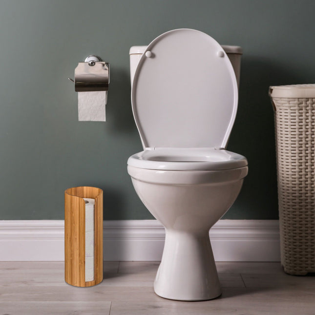 Opbergen van toiletrollen in bamboe
