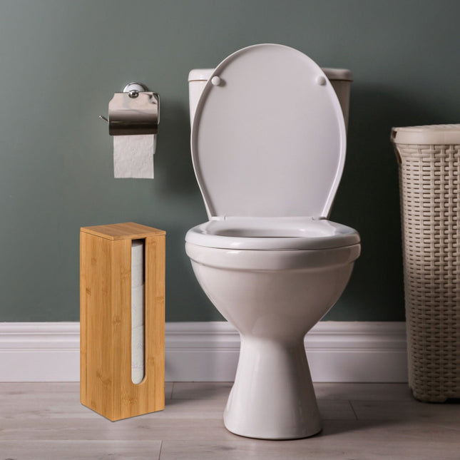 Opbergen van toiletrollen in bamboe
