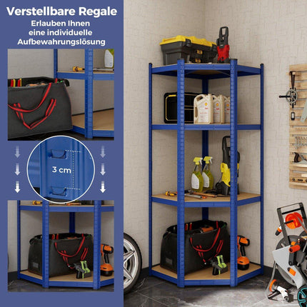 Storage shelf 70 x 70 x 180 cm heavy duty shelf with 4 adjustable shelves blue
