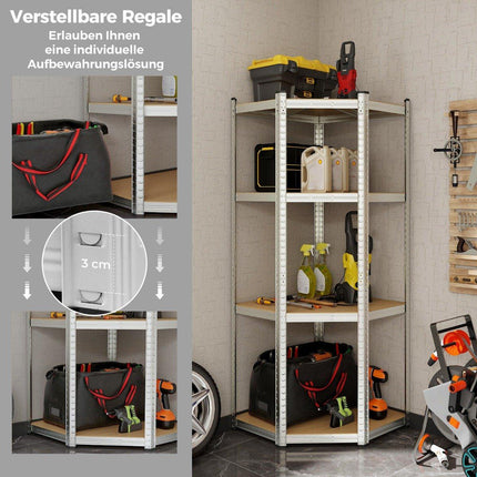 Storage shelf 70 x 70 x 180 cm heavy duty shelf with 4 adjustable shelves silver